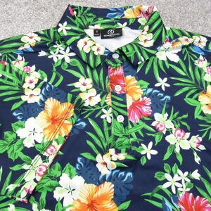 Greenside Men's Small Floral Hawaiian AOP Stretch Polo Golf‎ Shirt Breathable